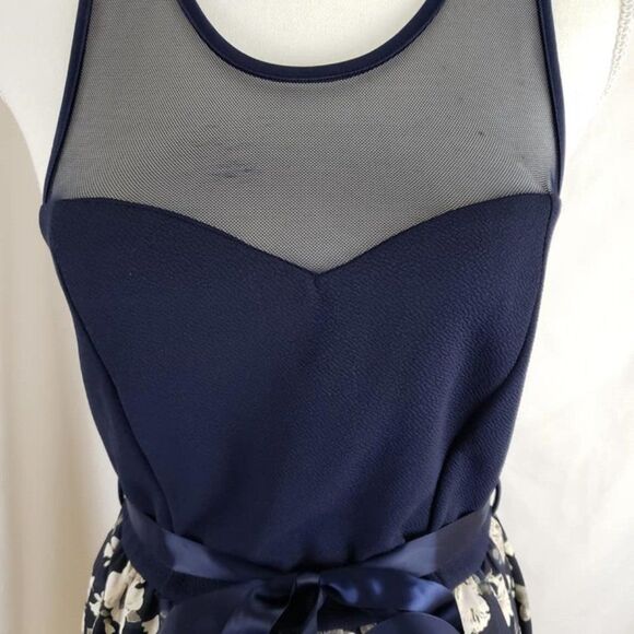 A’Gaci Blue Floral Mesh Fit & Flare Dress – Girl's Size Large - Picture 8 of 10